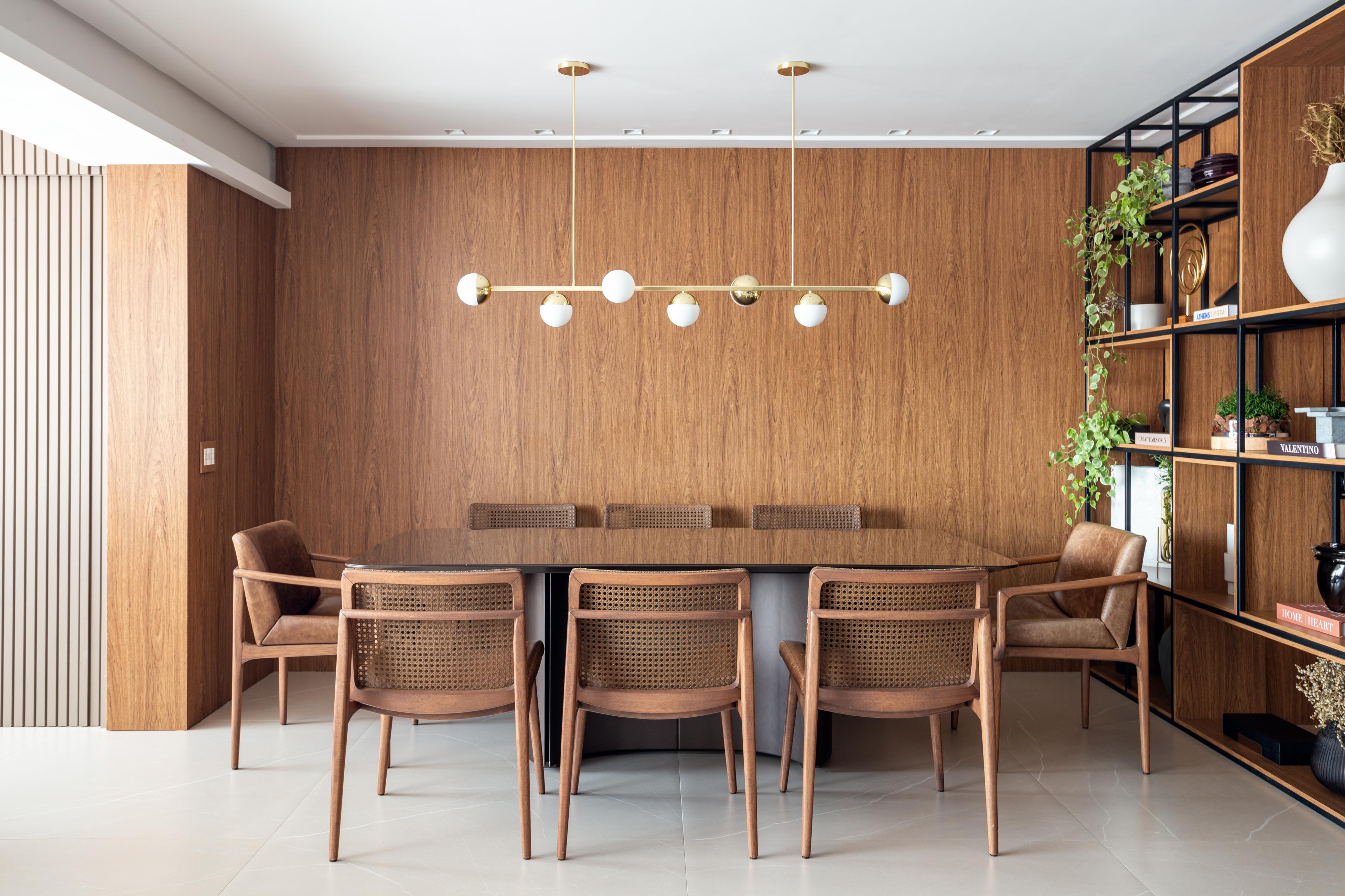 Interior design project with warm lighting and layered materials
